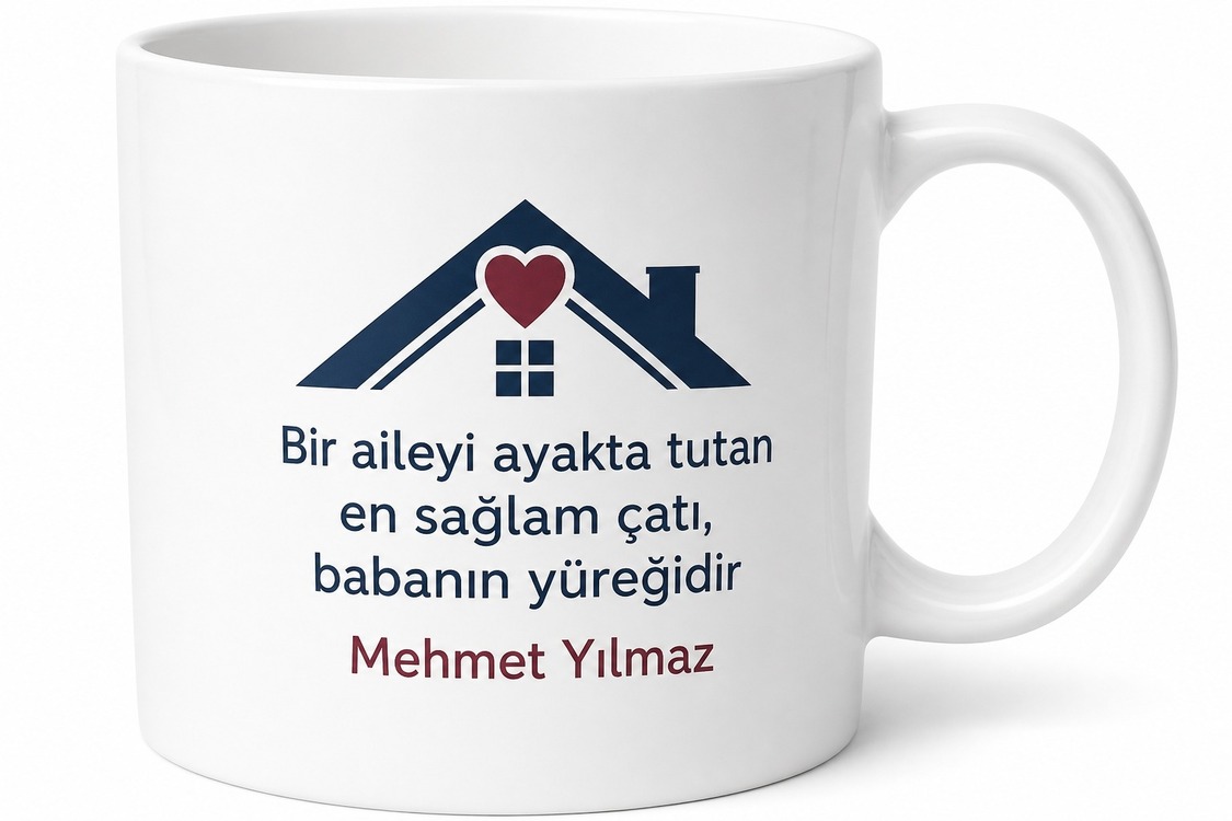 Ailenin Çatısı Baba Yazılı Kupa Bardak Babalar Günü Hediyesi