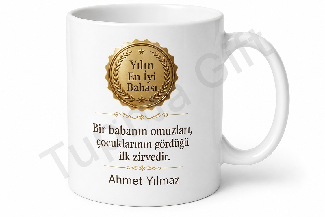 Yılın En İyi Babası Ödülü Temalı Kupa Bardak Babalar Günü Hediyesi