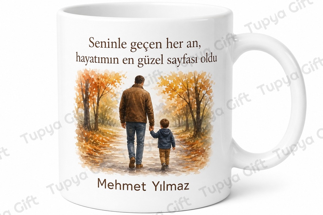 Babamla Geçen Zamanlar Yazılı Kupa Bardak Babalar Günü Hediyesi