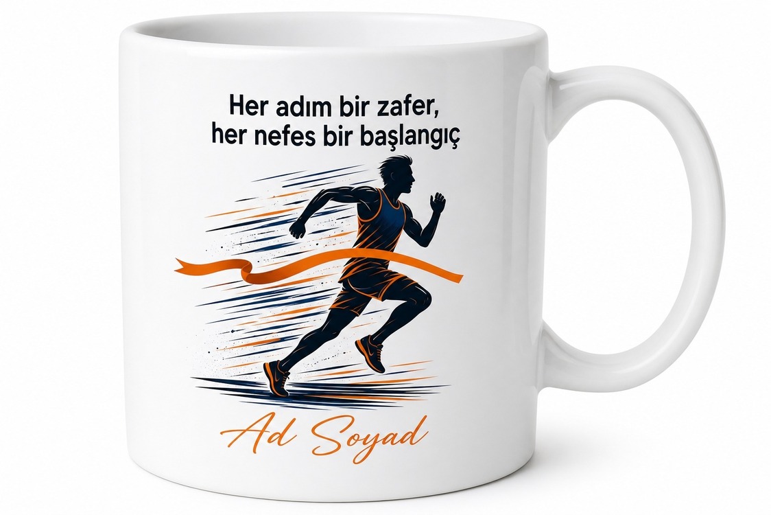 Koşucuya Hediye Maraton Temalı Özel Baskılı Kupa Bardak Koşu Severlere