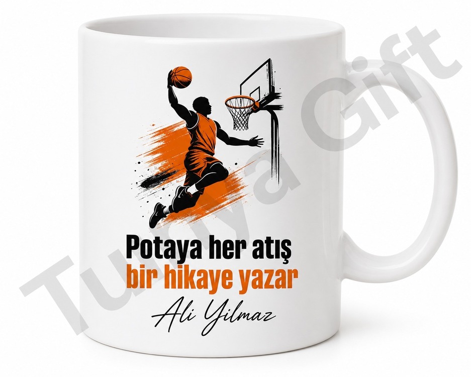 Basketbolcuya Hediye Kişiye Özel Baskılı Kupa Bardak Basketbol Hediyesi