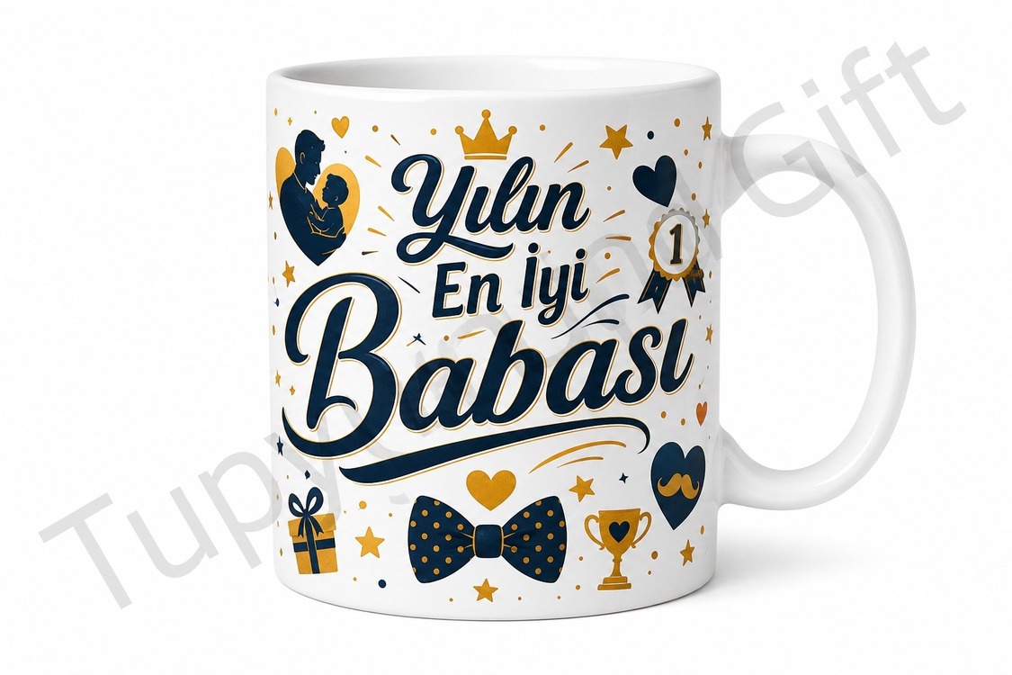 Yılın En İyi Babası Yazılı Kişiye Özel Baskılı Kupa Bardak Babalar Günü Hediye
