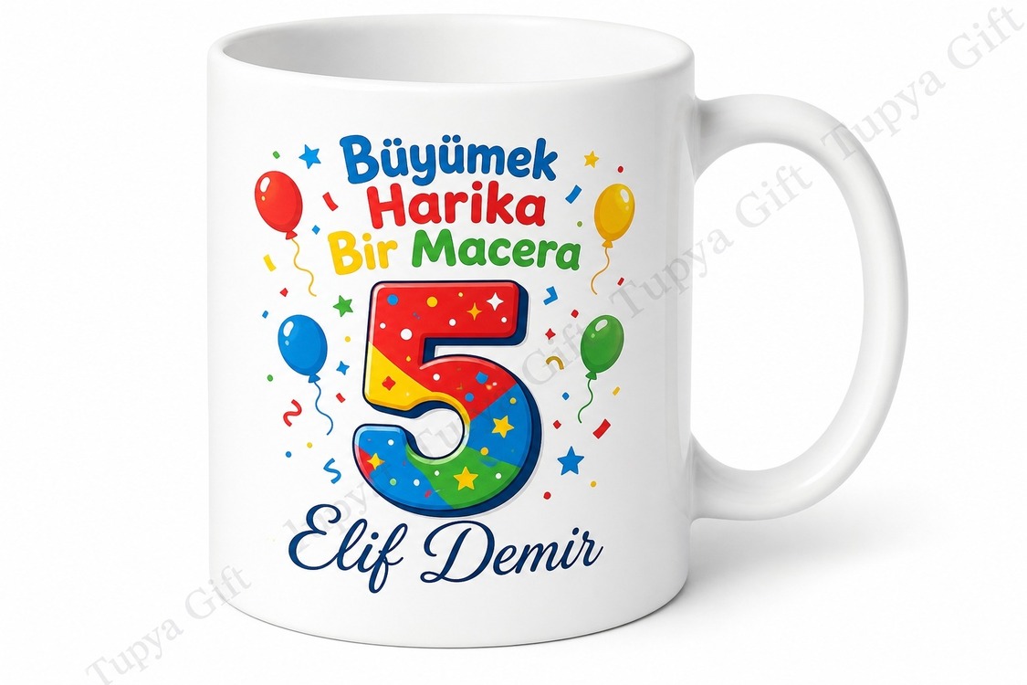 Rakam Temalı Yaş Günü Çocuk Kupası Özel Baskılı Hediye Bardak