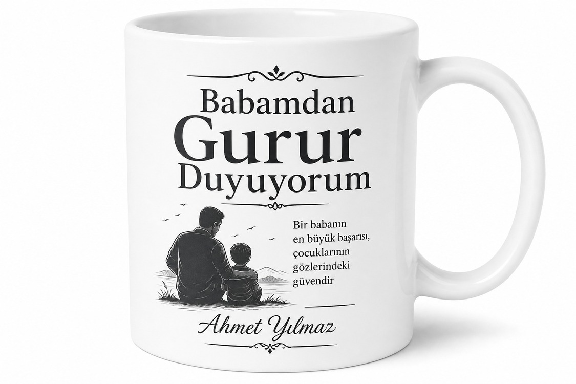 Babamdan Gurur Duyuyorum Yazılı Kupa Bardak Babalar Günü Hediyesi