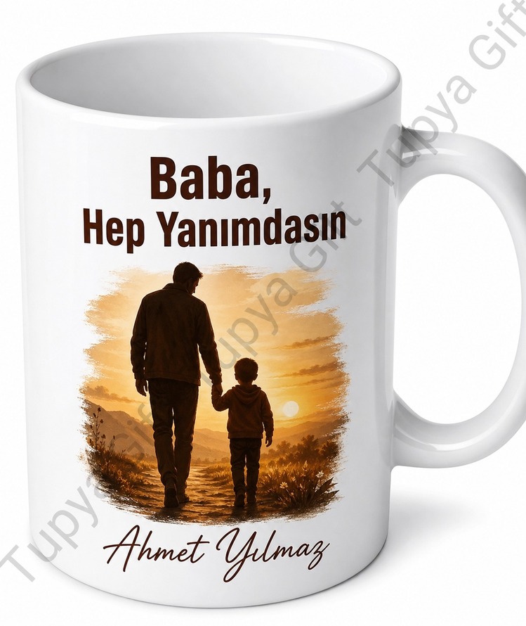 Baba Hep Yanımdasın Yazılı Kupa Bardak Babalar Günü Özel Hediye