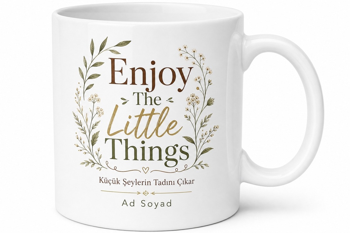 Enjoy The Little Things Baskılı Küçük Şeylerin Tadını Çıkar Kupa Bardak Hediye