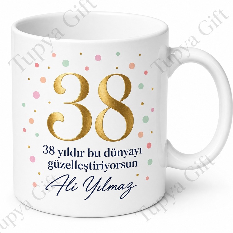 Anlamlı Mesajlı 38 Yaş Doğum Günü Hediyesi Kahve Kupası Bardak