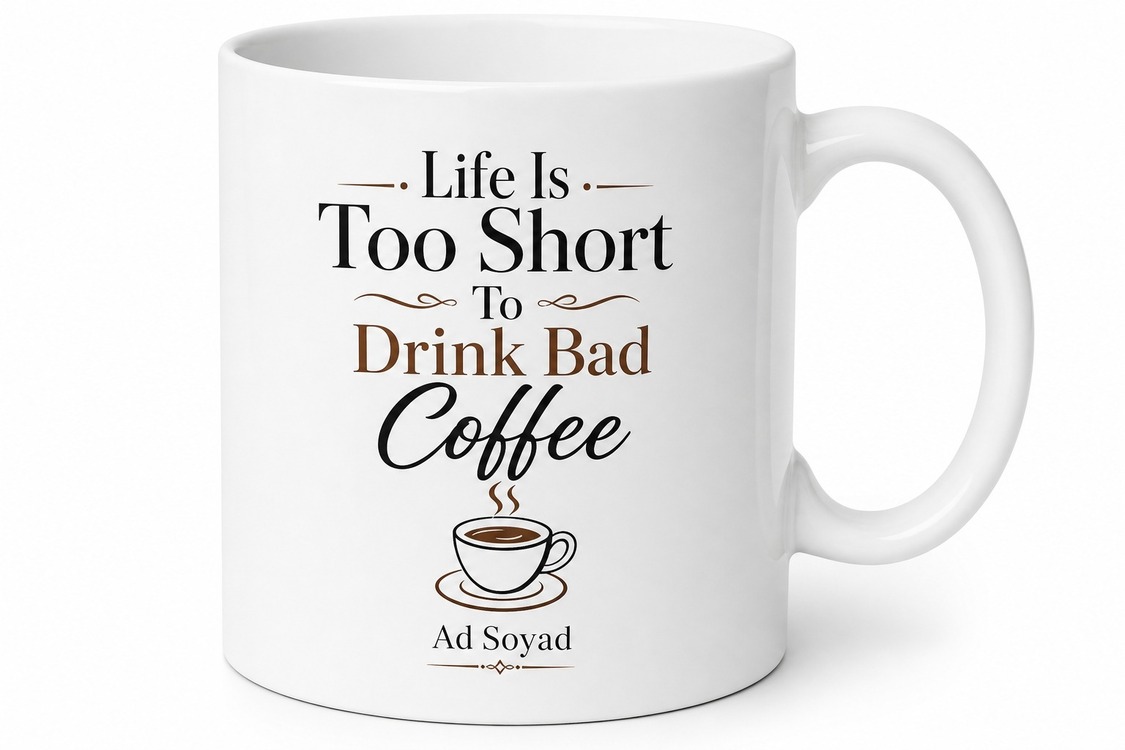 Life Is Too Short To Drink Bad Coffee Baskılı Kahve Severlere Özel Hediye Kupa Bardak