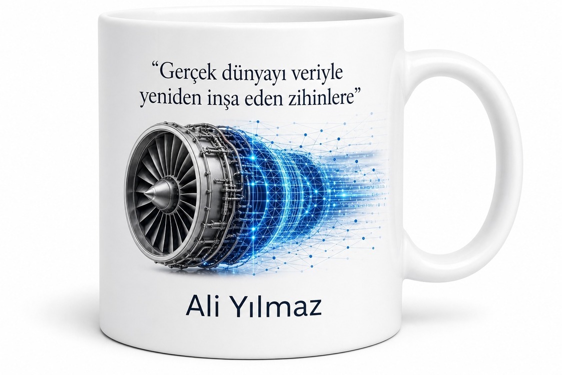 Dijital İkiz Mühendisi Fizikselin Sanal Kopyası Özel Tasarım Kupa Bardak Hediye