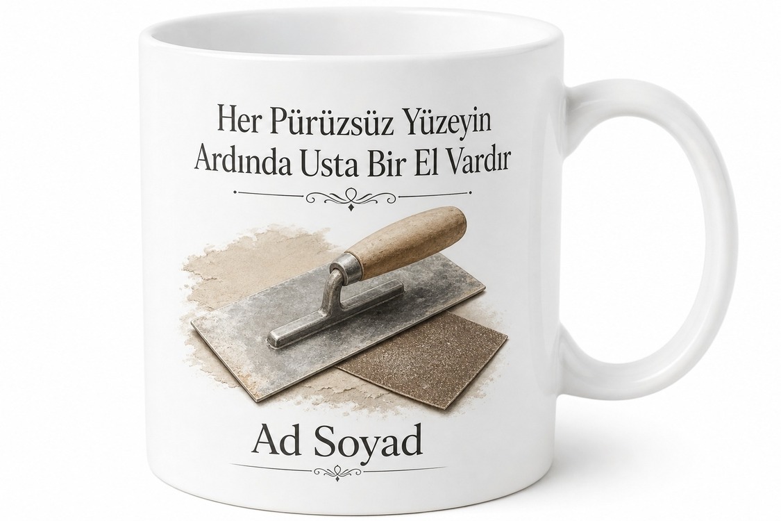 Sıva Ustasına Hediye Alçı Sıva Perdah Zımpara Pürüzsüz Yüzey Kupa Bardak
