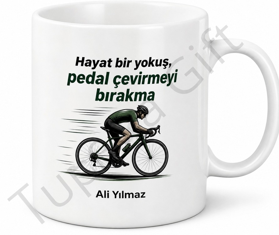 Bisikletçi Baba Yazılı Spor Temalı Kupa Bardak Babalar Günü Hediyesi