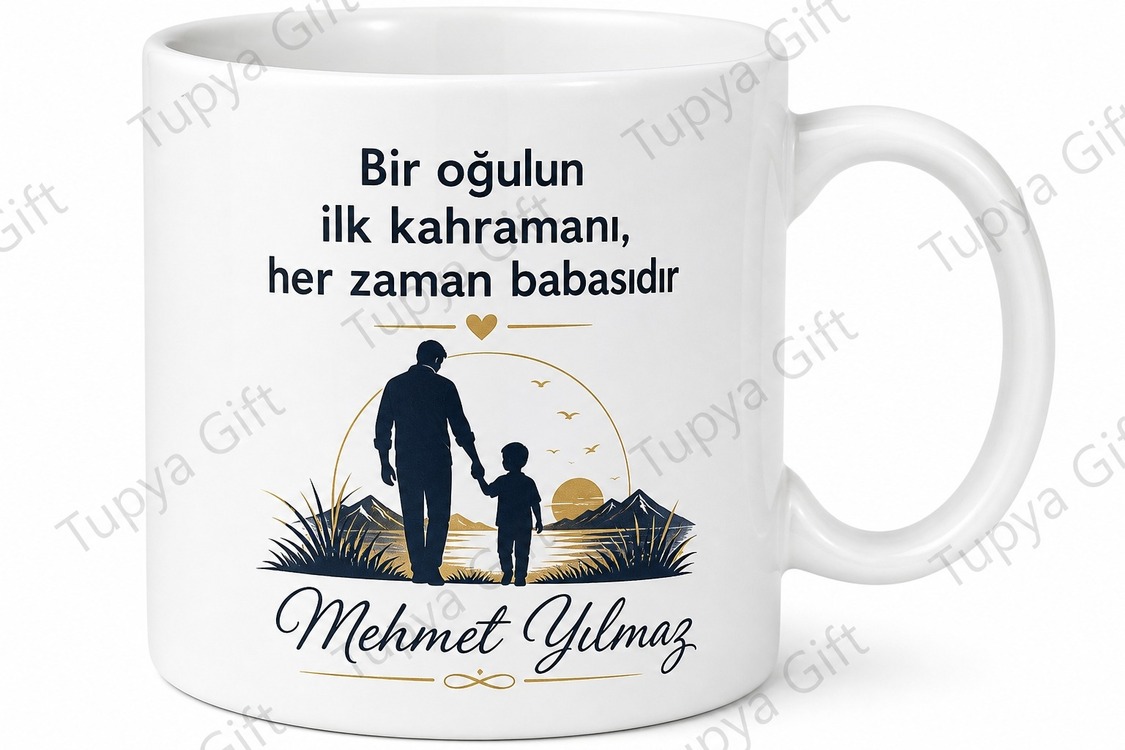 Oğul Babası Özel Tasarım Kupa Bardak Babalar Günü Hediyesi