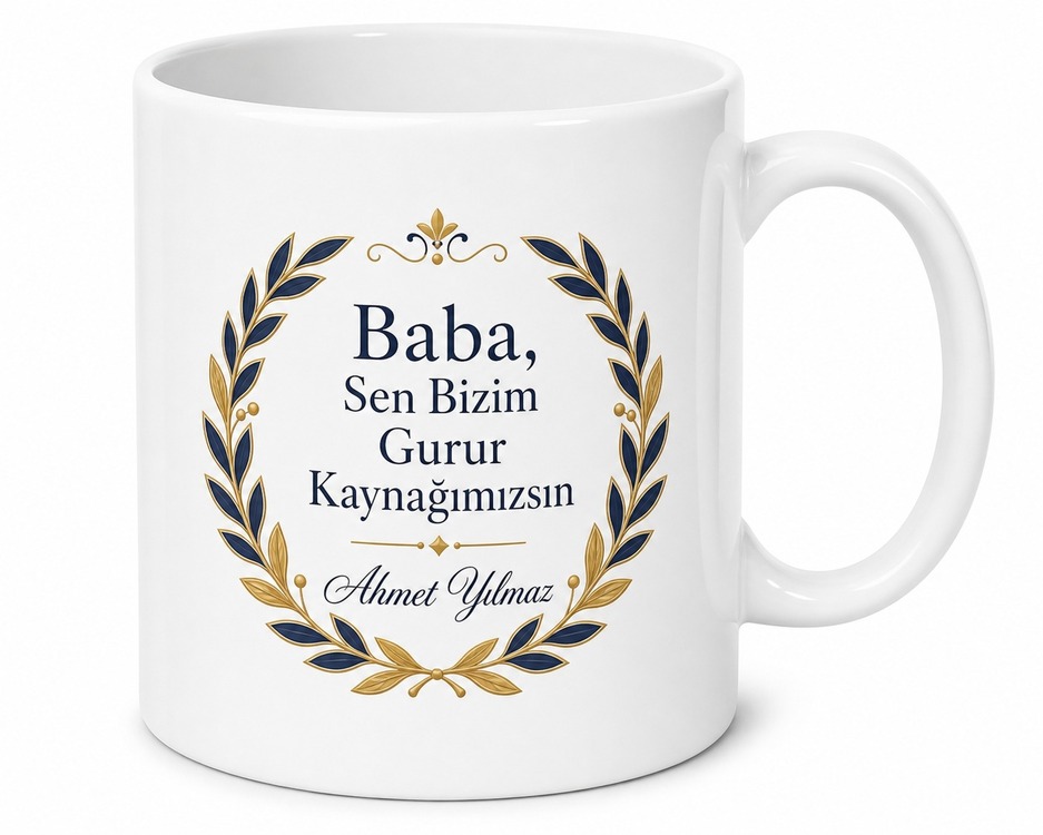 Baba Sen Bizim Gurur Kaynağımızsın Yazılı Kupa Bardak Babalar Günü Hediye