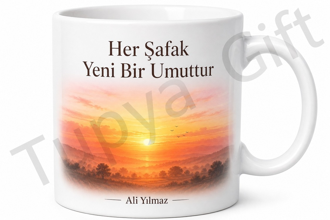 Gün Doğumu Temalı Motivasyon Baskılı Kupa Bardak Hediye