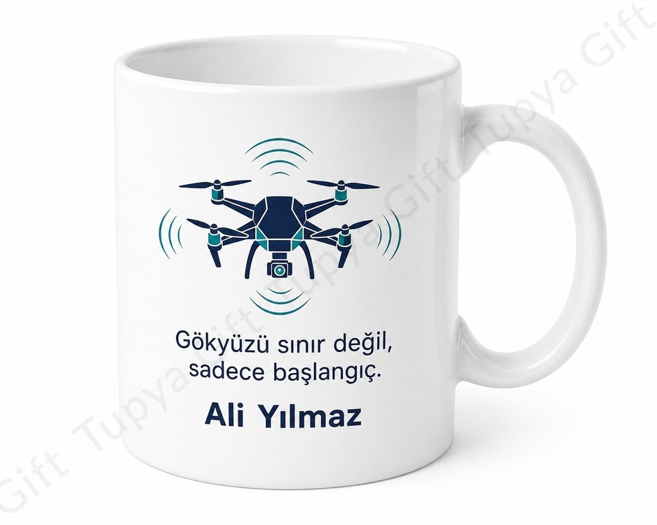 Drone Pilotu Hediyesi Kişiye Özel Baskılı Kupa Bardak Drone Severler İçin