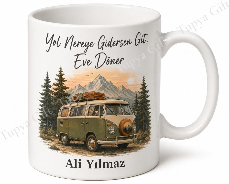 Vanlife Temalı Kişiye Özel Baskılı Kupa Bardak Karavan Hediye