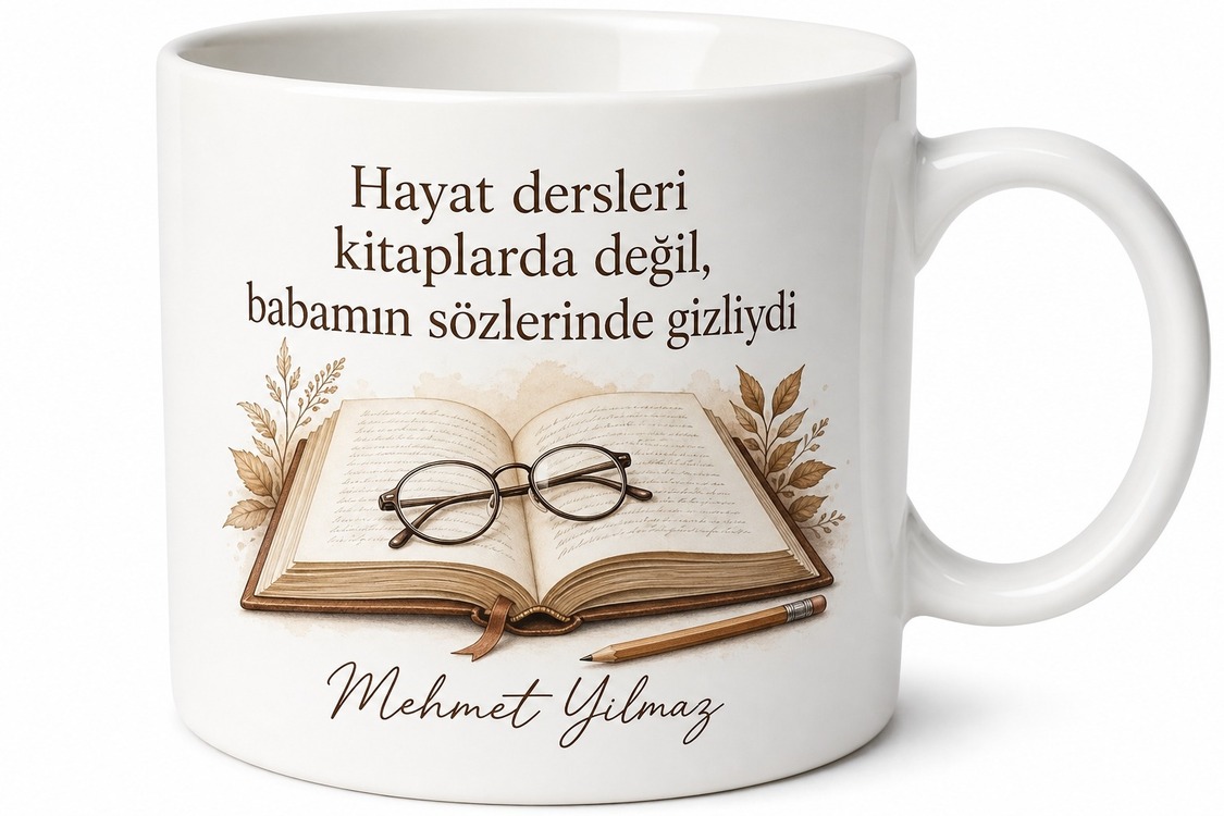 Babamın Hayat Dersleri Yazılı Kupa Bardak Babalar Günü Hediyesi