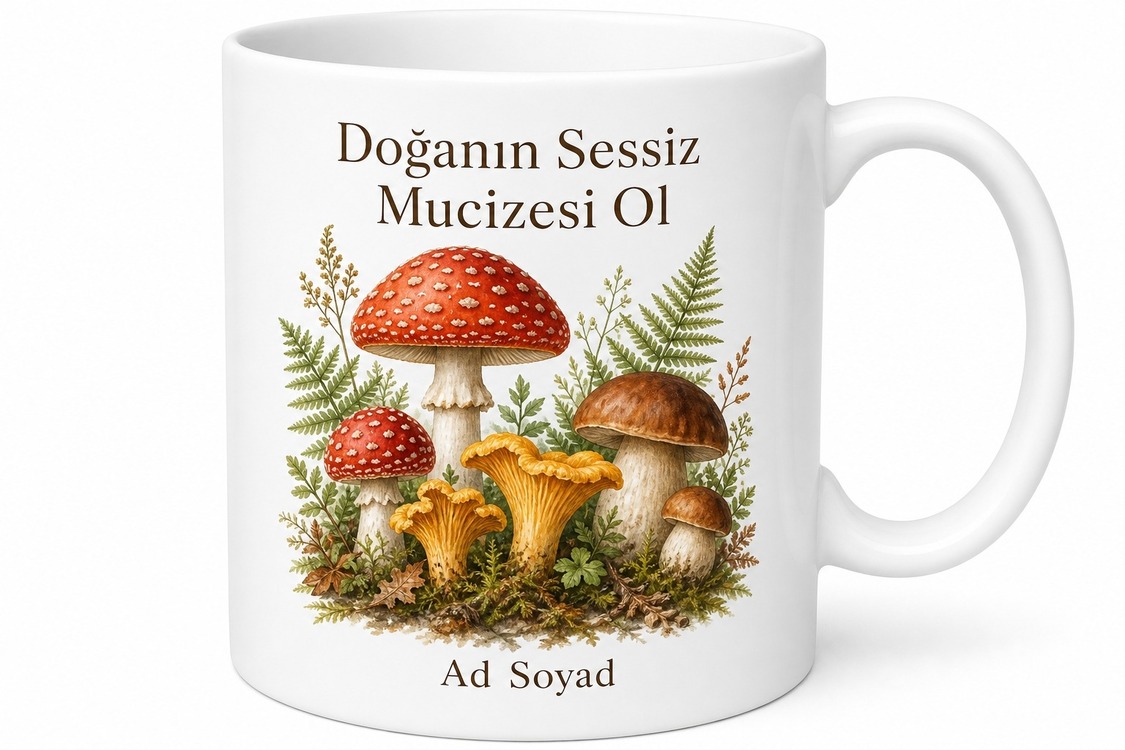 Mantar Temalı Baskılı Kupa Bardak - Doğa Severlere Özel Tasarım Hediye