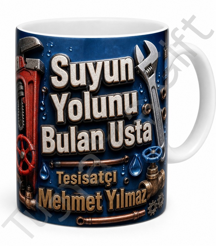 Tesisatçıya Hediye Kişiye Özel Baskılı Kupa Bardak Tesisatçı Hediyesi