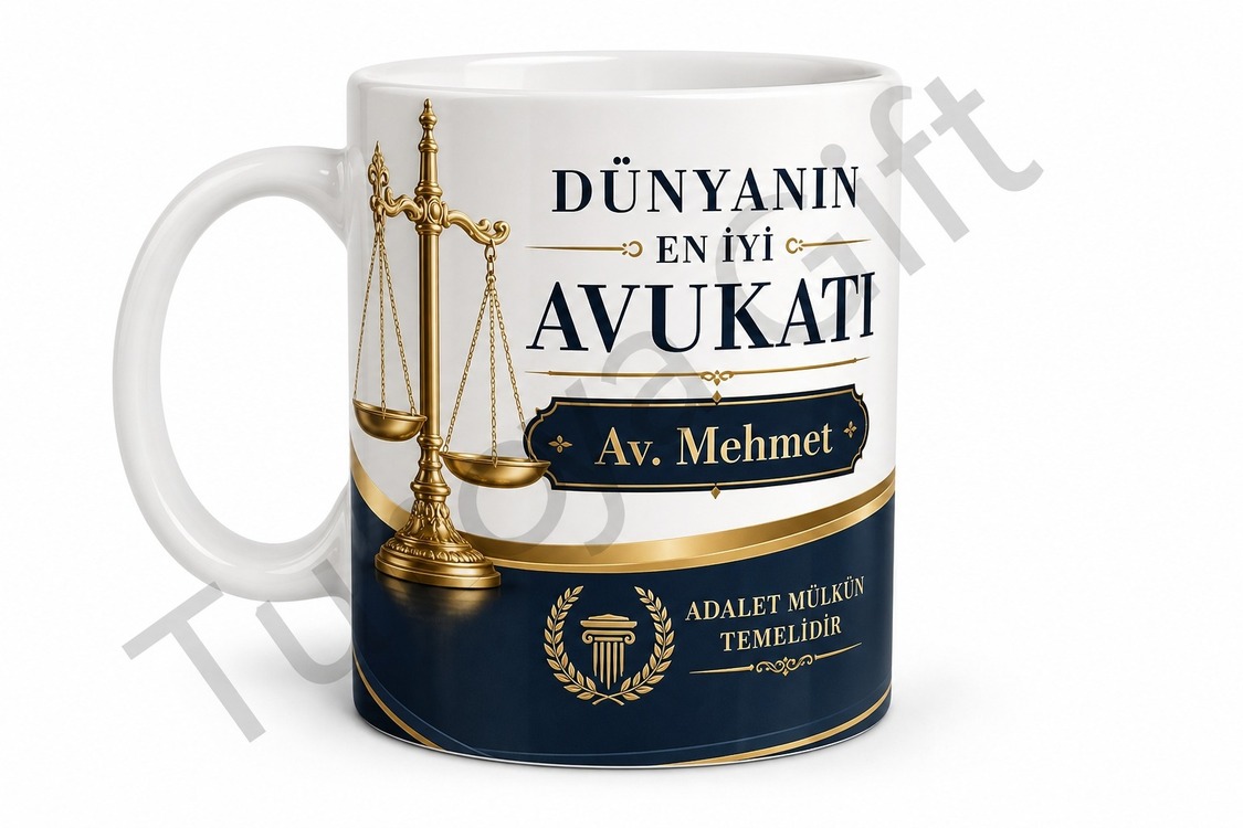 Avukata Hediye Kişiye Özel Baskılı Kupa Bardak İsimli Avukat Hediyesi