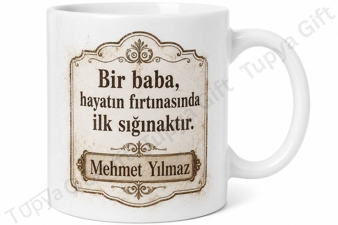 Vintage Baba Yazılı Eski Stil Kupa Bardak Babalar Günü Hediyesi Özel Tasarım