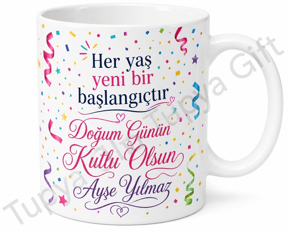 İsme Özel Doğum Günü Baskılı Kupa Bardak Hediye Özel Tasarım