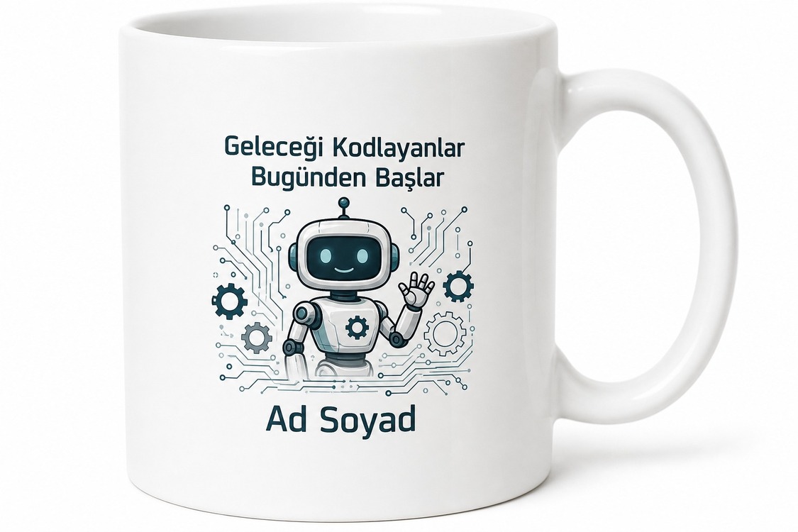 Robotik Meraklısı İçin Kişiye Özel Teknoloji Temalı Baskılı Kupa Bardak Hediye