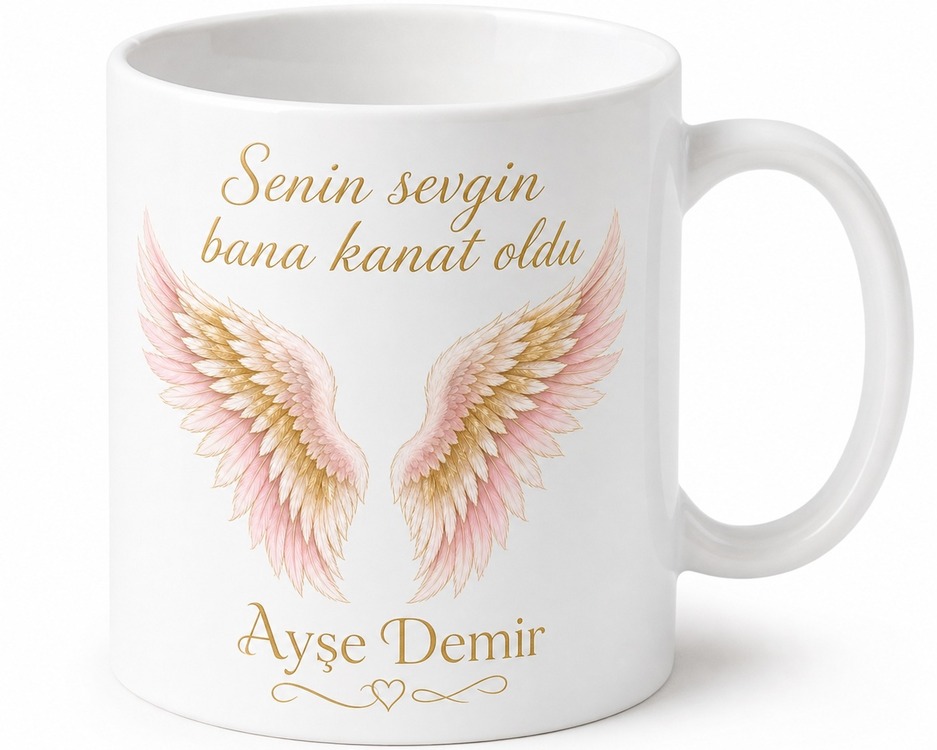 Kişiye Özel İsimli Melek Anneannem Tasarımlı Porselen Kupa Bardak Hediye