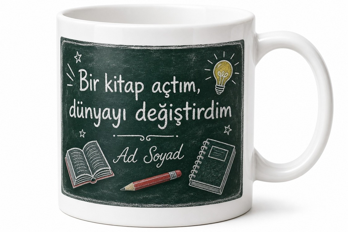 Öğretmen Tebeşir Yazısı Sınıf Tahtası Eğitim Neferi Kupa Bardak Hediye