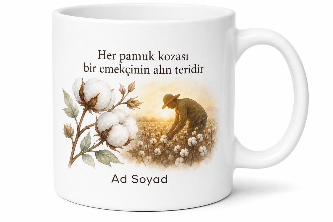 Dünya Pamuk Günü Emekçilere Özel Tasarım Porselen Kupa Bardak Hediye