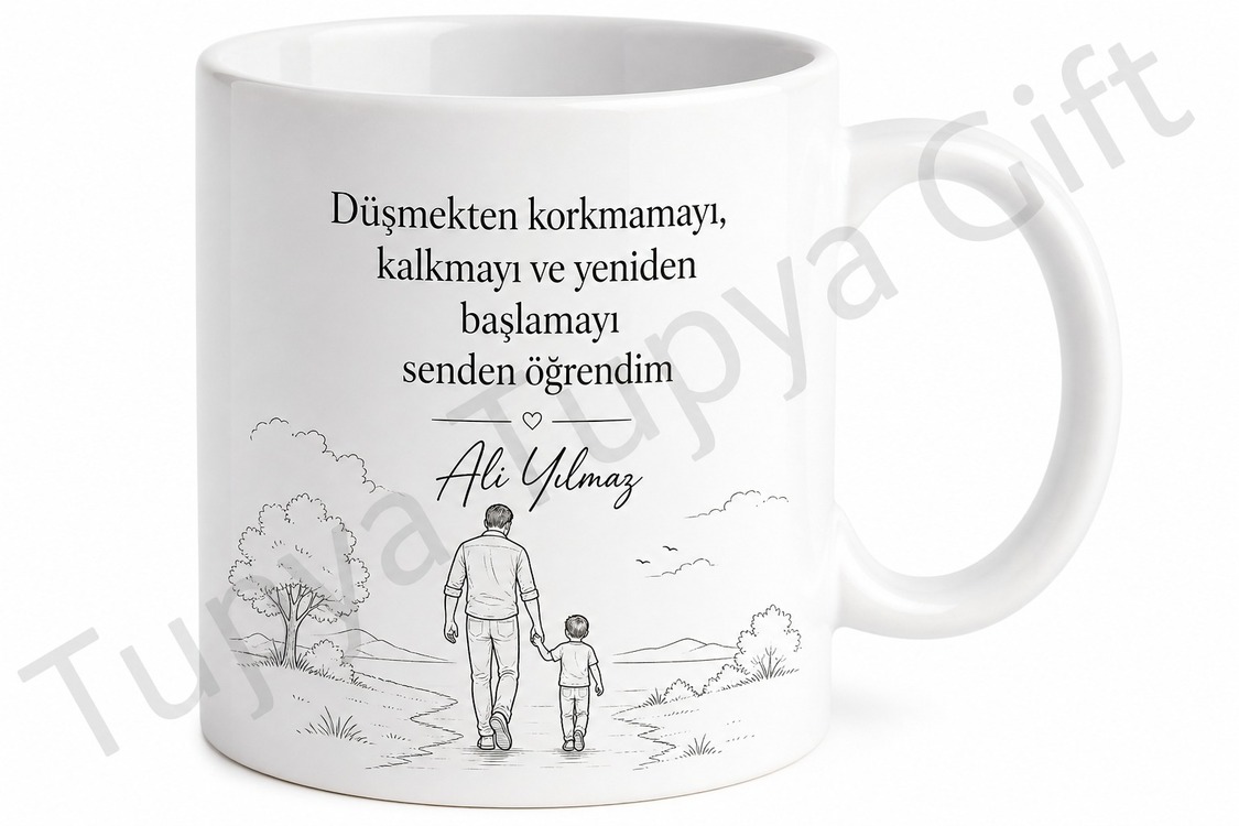 Babamdan Öğrendiklerim Yazılı Kupa Bardak Babalar Günü Hediyesi Özel Tasarım