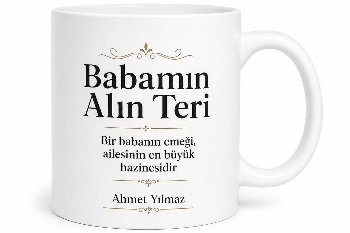 Babamın Alın Teri Yazılı Kupa Bardak Babalar Günü Hediyesi Özel Tasarım