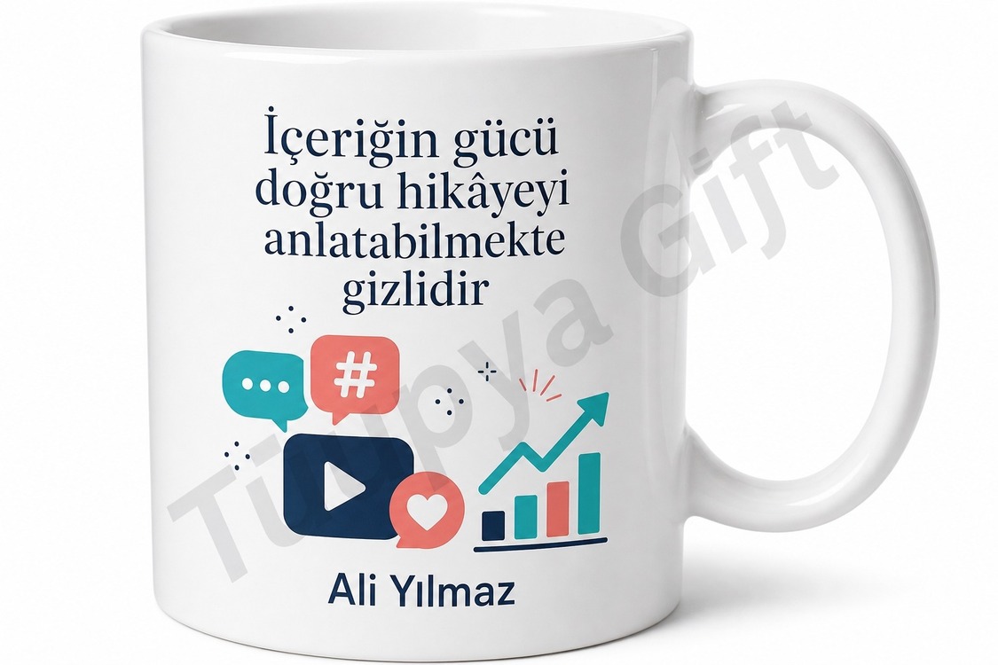 Sosyal Medya Uzmanına Hediye Özel Tasarım Baskılı Porselen Kupa Bardak