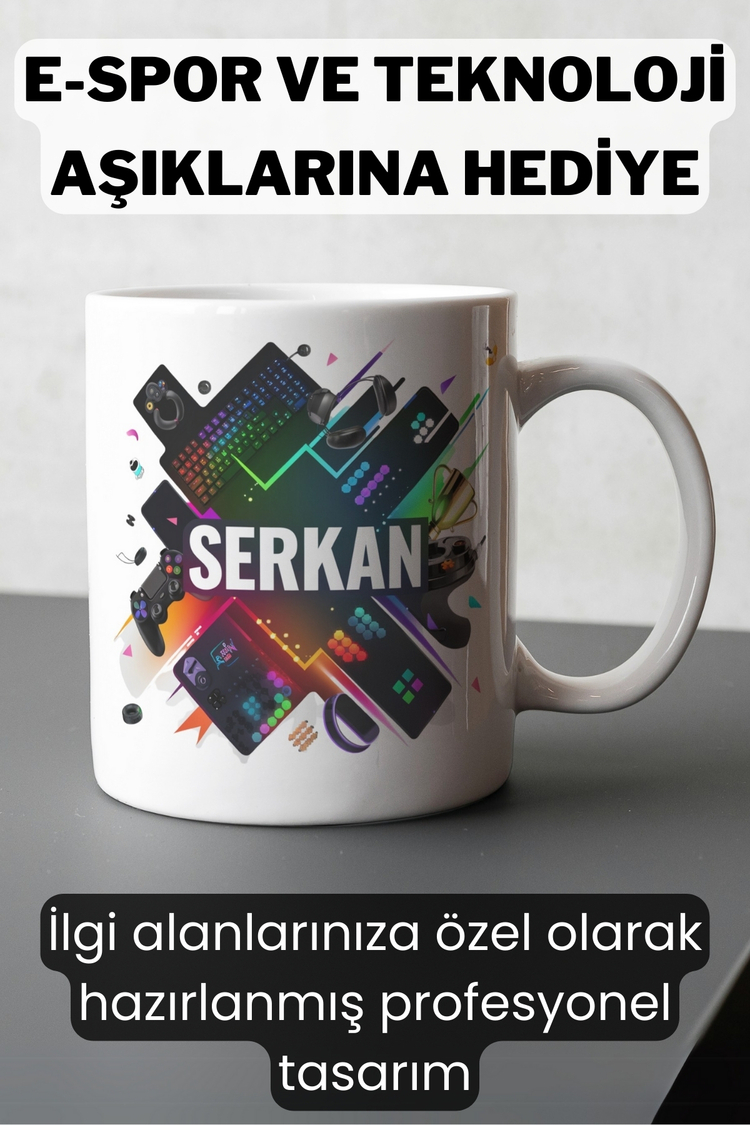 Kişiye Özel Gamer Tasarımlı İsimli Kupa Hediyelik - Oyun Dünyasına Özel Tasarım