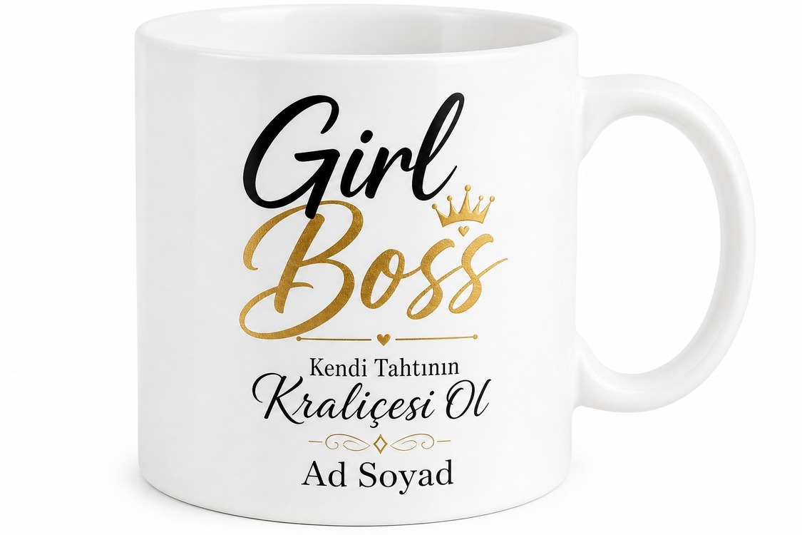 Girl Boss Yazılı Kız Patronlara Özel Motivasyon İngilizce Kupa Bardak Hediye