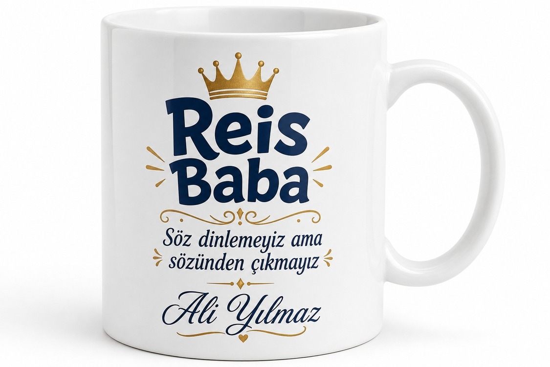 Reis Baba Yazılı Eğlenceli Kupa Bardak Babalar Günü Özel Hediye