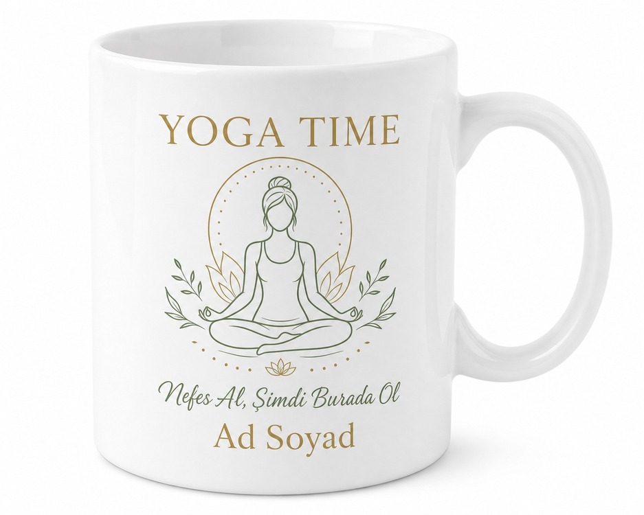 Yoga Time Yazılı Yoga Eğitmenlerine Ve Severlere Kupa Bardak Hediye