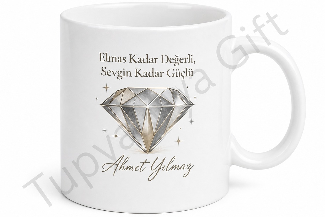 Elmas Baba Yazılı Değerli Tasarım Kupa Bardak Babalar Günü Hediye