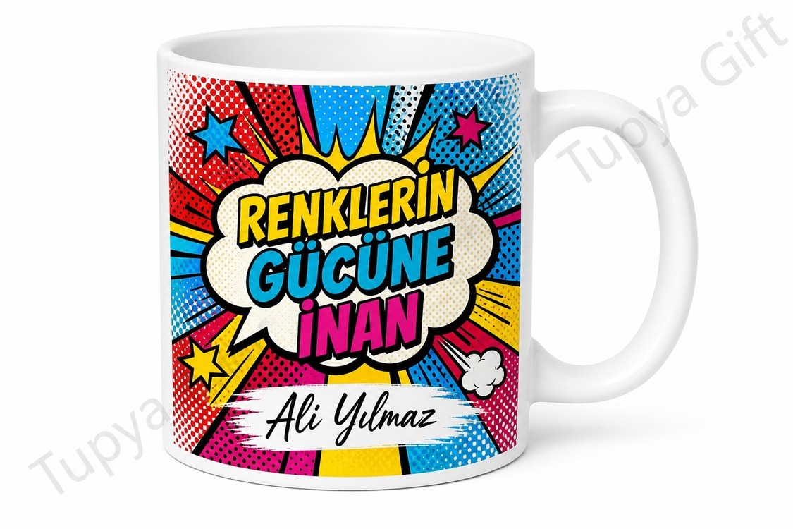 Pop Art Temalı Kişiye Özel Baskılı Kupa Bardak Hediye