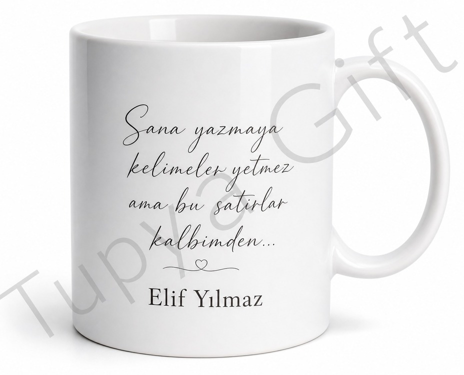 Mektup Yazılı Kişiye Özel Baskılı Kupa Bardak Hediye