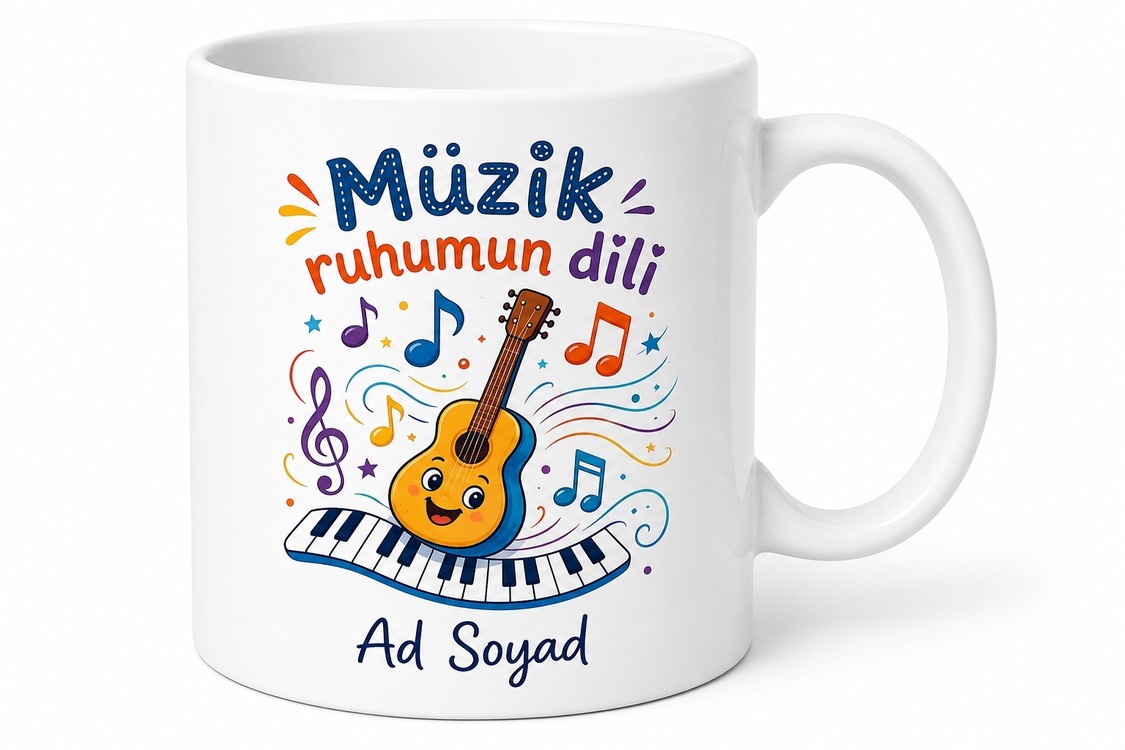 Çocuğa Hediye İsimli Müzisyen Temalı Özel Baskılı Porselen Kupa Bardak
