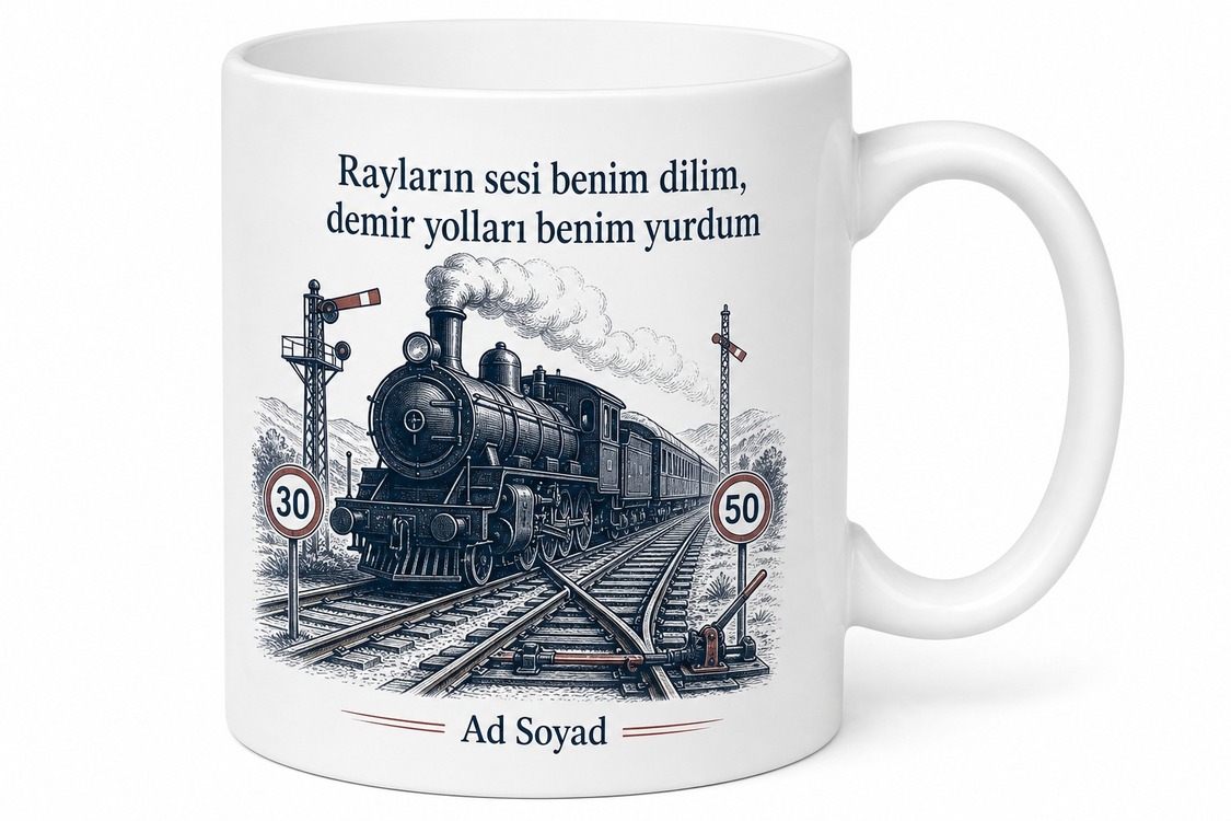 Tren Makinistine Rayların Sesi Hız Sınırı Makas Değişimi Demir Yolları Kupa Hediye