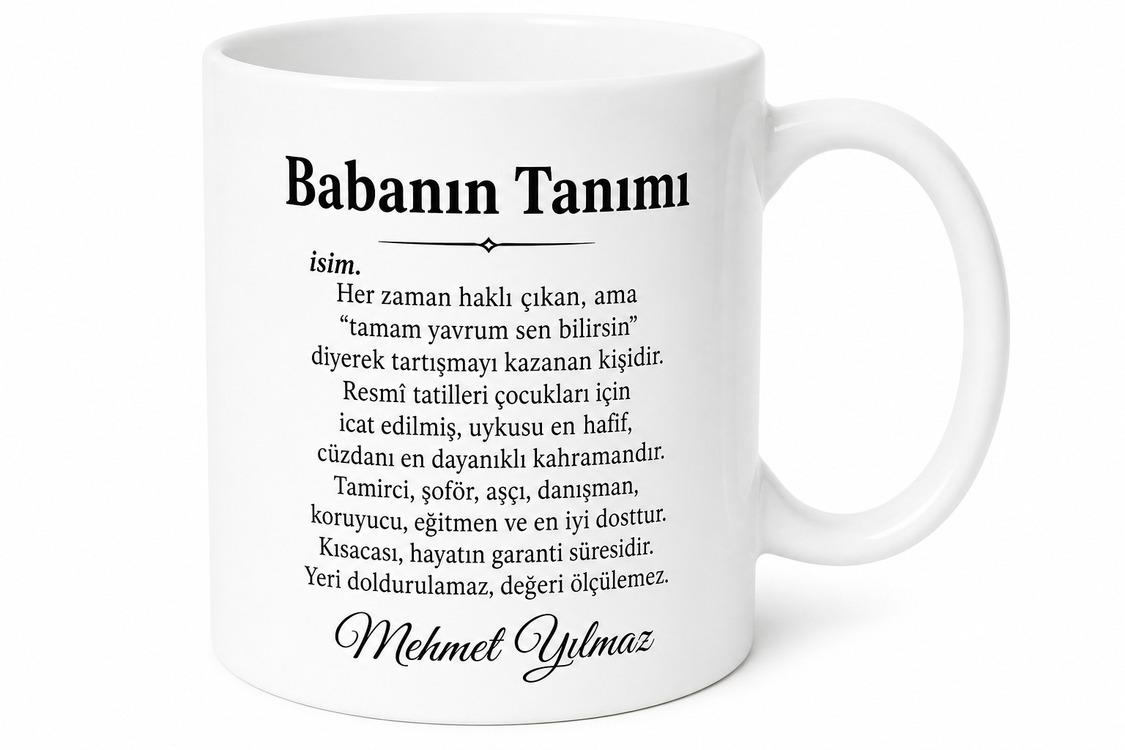 Babanın Tanımı Esprili Yazılı Kupa Bardak Babalar Günü Hediyesi Baskılı