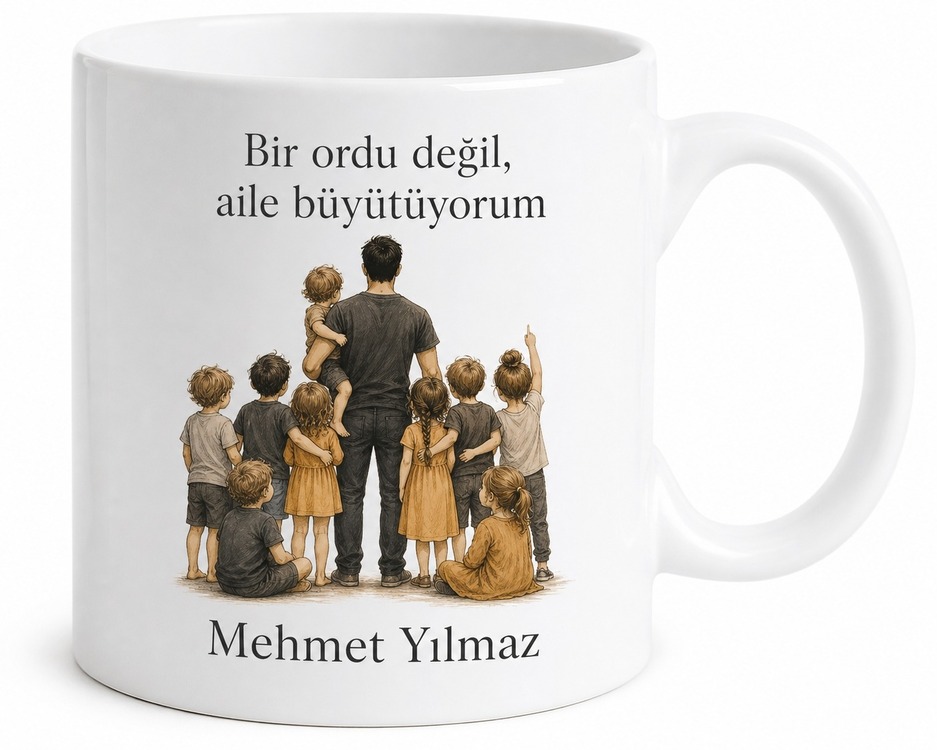 Kalabalık Aile Babası Yazılı Kupa Bardak Babalar Günü Hediyesi