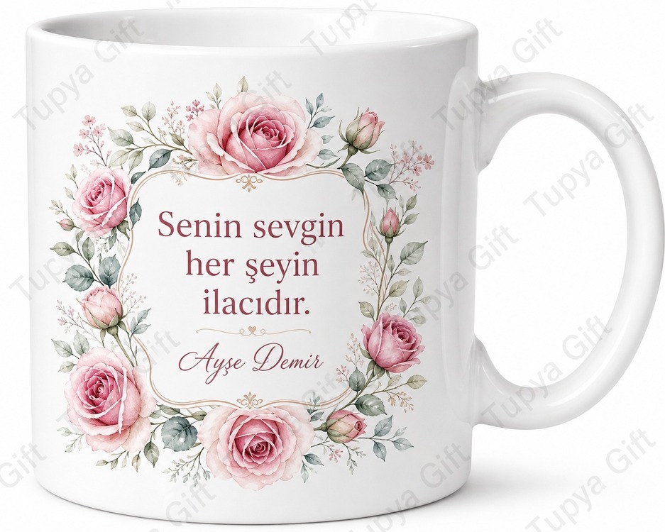 Anne İçin Özel Tasarım Seramik Baskılı Kupa Bardak Anneler Günü Hediyesi