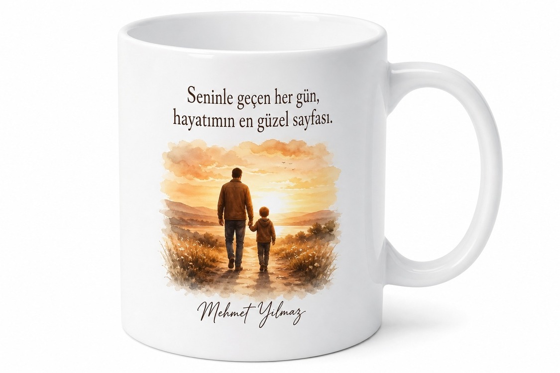 Baba İle Güzel Günler Temalı Kupa Bardak Babalar Günü Hediyesi Özel Tasarım