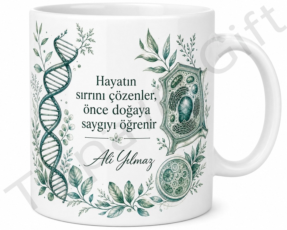 Biyologa Hediye İsme Özel Baskılı Kupa Bardak Biyoloji Hediyesi