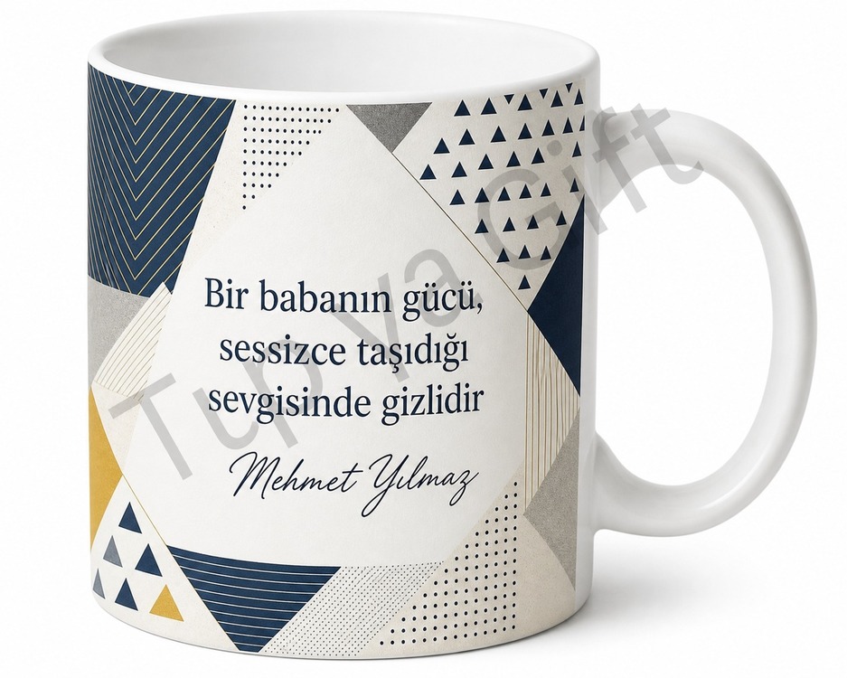 Baba İçin Karışık Desenli Baskılı Kupa Bardak Babalar Günü Hediyesi