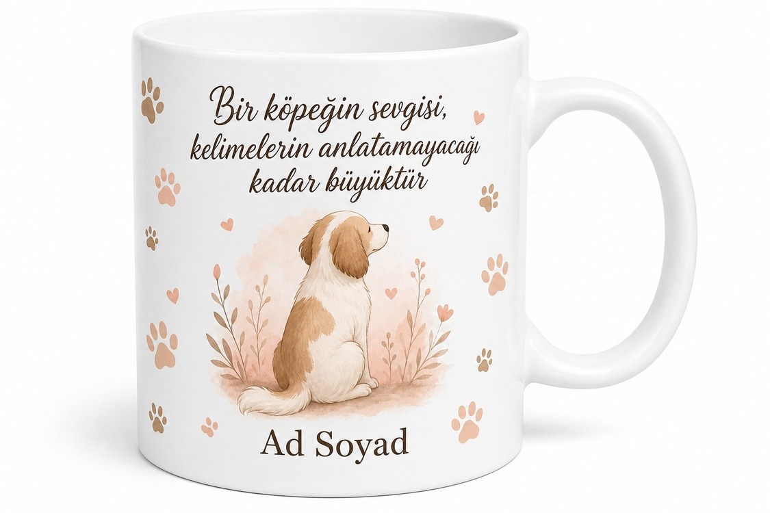 İsme Özel Köpek Annesi Temalı Baskılı Porselen Kupa Bardak Hediye