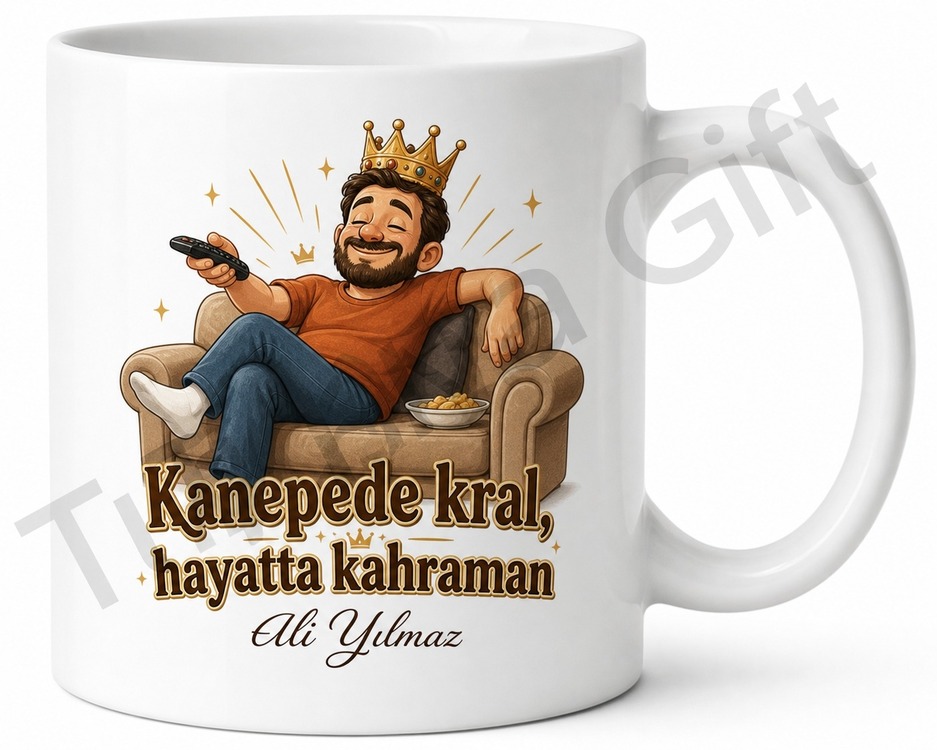 Kanepede Kral Baba Yazılı Eğlenceli Kupa Bardak Babalar Günü Hediye